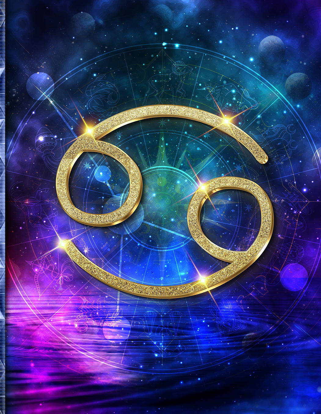 Cancer’s Cosmic Journal: Numerology-Driven Inspiration, Blending Blank Canvas with Daily Affirmations, Wrapped in a Unique Water Sign Embrace of Abstract Art, Symbol, and Constellation