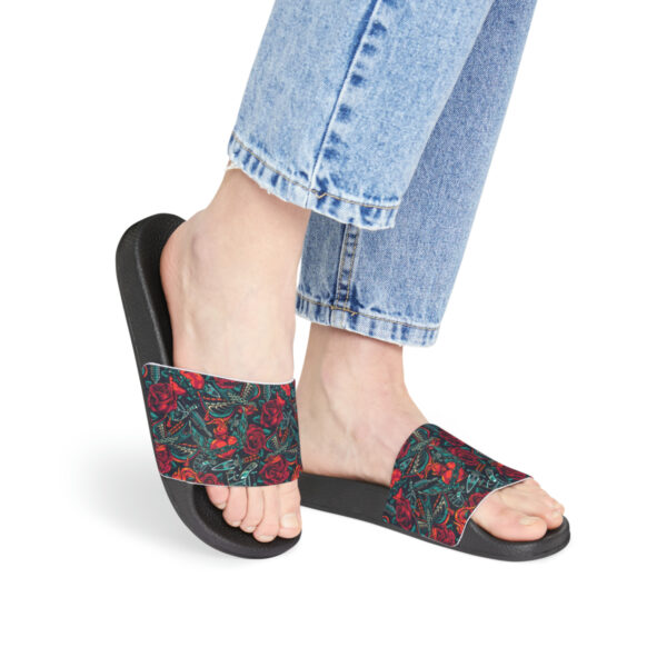 Tattoo-Inspired Roses Women's PU Slide Sandals - Image 19