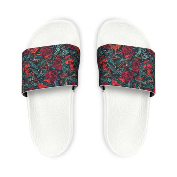 Tattoo-Inspired Roses Women's PU Slide Sandals - Image 2