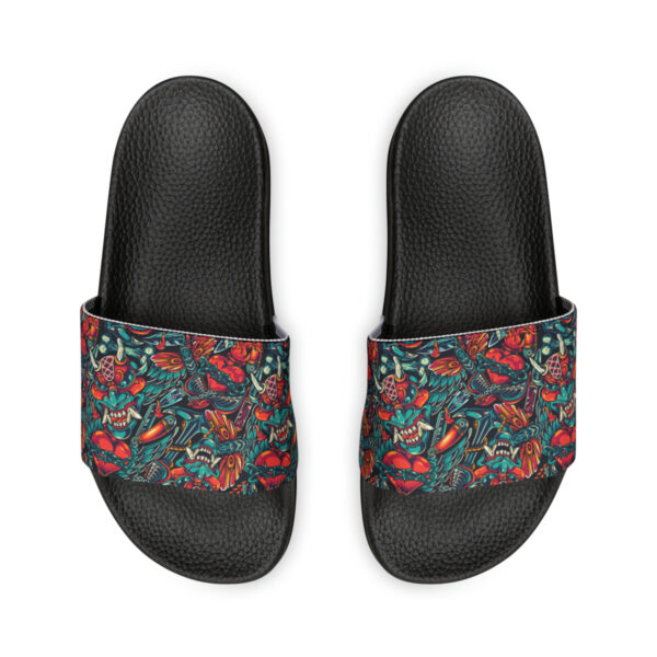 Tattoo-Inspired Monsters Men's PU Slide Sandals - Image 3