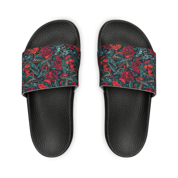 Tattoo-Inspired Roses Men's PU Slide Sandals - Image 2