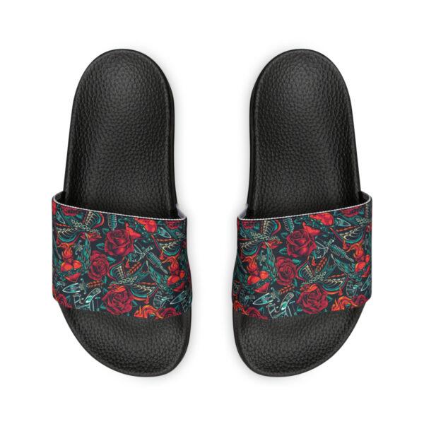 Tattoo-Inspired Roses Men's PU Slide Sandals - Image 3