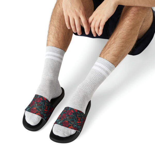 Tattoo-Inspired Roses Men's PU Slide Sandals - Image 9