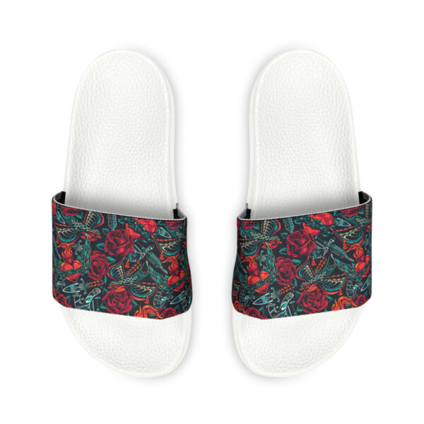 Tattoo-Inspired Roses Men's PU Slide Sandals - Image 12