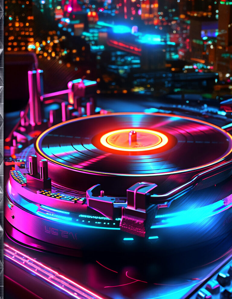 Rhythmic Resonance: 222 Vibrant Affirmations Illuminated by a Neon-Lit DJ Turntable